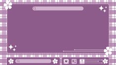 a purple and white checkered background with flowers on the border, stars and hearts