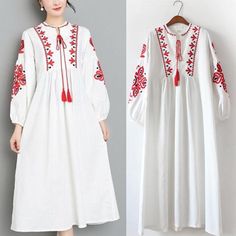 #ad Premium Quality Mexican Ethnic Women Embroidered Dress Hippie Blouse Boho Long Maxi Loose Dress, Fashion Dress Hand Embroidered Tunics, Boho Vintage Style, Hippie Blouse, Traditional Indian Dress, Mexican Dress, Vintage Boho Fashion, Mexican Dresses, Ethnic Dress, Boho Tunics