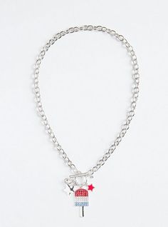 FIT Measures 20” long. MATERIALS + CARE Base metal. Imported. DETAILS High shine finish. . Americana charms. Link toggle closure. . The best plus size women's americana charms link toggle necklace necklaces in silver. Silver Charm Necklace With Lobster Clasp For Valentine's Day, Silver Chain Necklace With Lobster Clasp For Valentine's Day, Metal Necklace With Lobster Clasp For Valentine's Day, Silver Toggle Pendant Necklace With Lobster Clasp, Silver Charm Necklace With Toggle Clasp As Gift, Silver Pendant Toggle Necklace With Lobster Clasp, Valentine's Day Metal Charm Necklace With Lobster Clasp, Silver Toggle Necklace With Charms For Gifts, Metal Toggle Necklace With Lobster Clasp Pendant