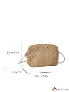 BirdinBag - Compact Woven Crossbody Bag with Beach-inspired Design Portable Square Shoulder Bag For Summer, Rectangular Portable Bag In Natural Color, Natural Color Portable Rectangular Bag, Rectangular Natural Portable Bag, Rectangular Natural Color Portable Bag, Beach Crossbody Box Bag With Adjustable Strap, Rectangular Baguette Travel Bag For Summer, Rectangular Baguette Bag For Summer Travel, Vacation Shoulder Box Bag With Adjustable Strap