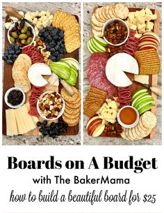 two pictures with the words board on a budget and how to build a beautiful board for $ 25