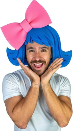 This Wig with Large Bow will definitely make you stand out at your next Party, Hora Loca, Wedding, Corporate Event, Birthday, Quinceanera, or Halloween Party! It can be used as a wedding hats, top hats, photo booth props, or a party favor. Fun Wigs, Foam Wigs, Bows For Sale, Crazy Hat Day, Foam Party, Hat Day, Ponytail Wig, Wig Party, Crazy Hats