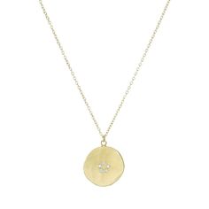 Organic Minimalism, 14k Yellow Gold Necklace, Yellow Gold Necklace, Circle Diamond, Ancient Jewelry, Disc Pendant, Yellow Gold Chain, Metal Necklaces, Chain Pendants