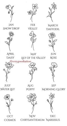 an image of flowers with names on them