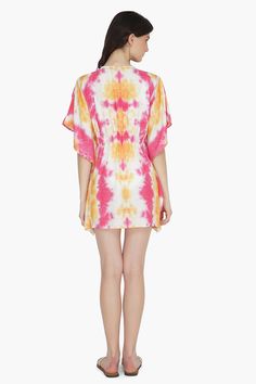 Dreaming of the beach Tie Dye Pattern Kimono Cover UpFront Open Lace Insert Above the knee length Tie waist Made in Poly silk bland Leopard Bag, Tie Dye Pattern, Kimono Pattern, Lace Insert, Tie Dye Patterns, Bag Dress, Hand Beading, Bag Straps, Above The Knee