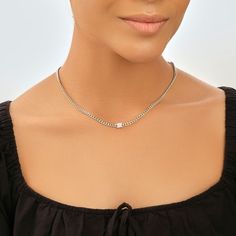 With its minimalistic curb chain accented with a single sparkling cubic zirconia, this MC Collective necklace is the perfect way to add a subtle touch of elegance to any ensemble. With its minimalistic curb chain accented with a single sparkling cubic zirconia, this MC Collective necklace is the perfect way to add a subtle touch of elegance to any ensemble.Click on this JEWELRY & WATCHES GUIDE to learn about fit, styles, materials and more! Nickel free Metal: brass Chain length: 16 in. + 2-in. e Cubic Zirconia Diamond Necklace With Curb Chain For Gifting, Silver Cubic Zirconia Chain Necklace, Everyday Silver Cubic Zirconia Chain Necklace, Silver Minimalist Tennis Necklace For Everyday Wear, Minimalist Silver Tennis Necklace For Everyday, Everyday Silver Minimalist Tennis Necklace, Everyday Minimalist Silver Tennis Necklace, Minimalist Silver Cubic Zirconia Chain Necklace, Everyday Adjustable Cubic Zirconia Chain Necklace