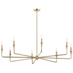 a large brass chandelier with six lights