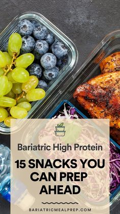 Elevate your bariatric snack game with delicious and dietitian-approved options! Prep these low-sugar, protein-packed snacks ahead of time for a convenient and satisfying treat. Check them out now and never settle for boring snacks again! Bariatric Gastric Bypass Recipes, Liver Shrinking Diet, Bariatric Desserts, Bariatric Snacks, Bariatric Meal Prep, Packed Snacks