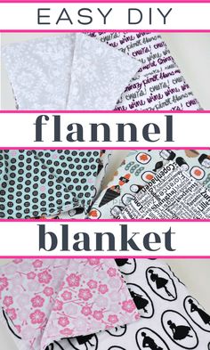 the instructions for how to make an easy diy flannel blanket with fabric