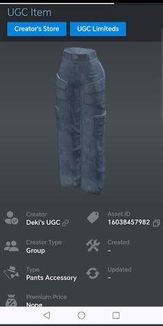 the user is looking at an item that appears to be made out of jeans