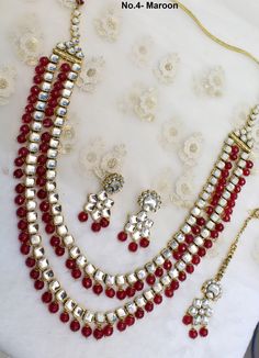 *Light Weight Gold Rani Haar Necklace Set. *No.1- Gold white *Haar length: 12 inches *Earrings length: 2.1 inches (with drops) ; *earrings Width: 1 inches White Kundan Necklace For Puja And Eid, White Meenakari Necklaces For Eid, White Jewelry For Puja And Eid, White Kundan Necklaces For Festivals, White Kundan Necklace For Eid, Temple Jewelry Style, White Cutdana Jewelry For Eid, White Jewelry Sets As Eid Gifts, White Jewelry Sets For Eid Gift, White Kundan Necklace With Mirror Work As Gift