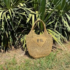 This crocheted raffia tote bag will become your favorite bag. This trendy and stylish crocheted bag has been an absolute favorite for summer for several years now. It can be used for shopping, as a beach bag, city bag. Crochet bag is versatile and goes with any of your looks.  Bag dimensions: height to handle 34 cm, width 41 cm, handle height 22 cm, total height of the bag 56 cm.  A personalized bag is a great gift that you won't buy in a store.  The raffia bag can be made with a triangle or triangle with embroidery. Accentuate your personality with embroidery that I can do for you, only embroidery by my hands.  If you want to teach a bag with embroidery - choose the option with personalization and in the box specify the desired inscription. You can also contact me with messages.  Examples Bag With Initials, Personalized Beach Bags, Raffia Tote Bag, Bridesmaid Bags, Bag Summer, Raffia Bag, City Bag, Custom Initials, Bag Crochet