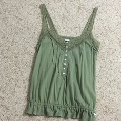 New Without Tags. It Is Abercrombie Kids Size Xl Which Will Fit An Adult Size Small-Medium. Casual Cotton Tank Top With Lace Trim, Casual Tops With Lace Trim For Loungewear, Spring Green Tank Top With Lace Trim, Casual Spring Tops With Lace Trim, Casual Lace Trim Tops For Spring, Green Cotton Top With Lace Trim, Green Cotton Top For Day Out, Green Cotton Tops For Day Out, Casual Tops With Lace Trim For The Beach