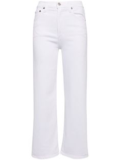 white stretch-cotton denim rivet detailing mid-rise belt loops concealed fly and button fastening classic five pockets straight leg Versace Outfit, Yoko London, City Dress, Jeans White, Summer Beach Wear, Ski Wear, Stretch Cotton, Denim Dress, All Fashion