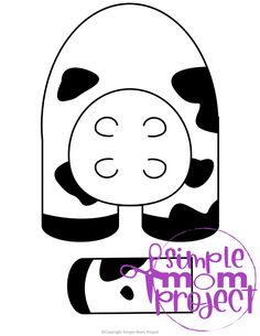 a black and white drawing of a cow with the words simple mom project on it