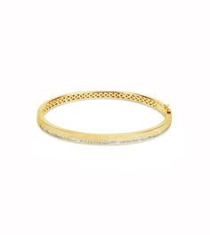 Achieve enviable style and elegance with our Diamond Channel Bangle. Carefully crafted in 14K gold with a stunning satin finish, the bangle features alternating baguette and round diamond channel settings for maximum sparkle. Shine like a star with this magnificent accessory. Shine Like A Star, Satin Finish, Round Diamond, Round Diamonds, Bangles, Yellow Gold, Sparkle, Rose Gold, Satin