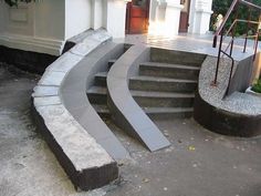 the stairs are made out of concrete and cement blocks