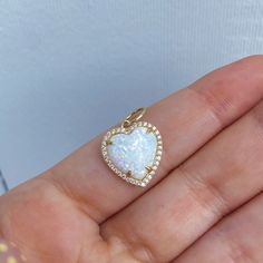 Details: 14K with Opal heart (0.16 diamonds - 1/2") Heart Beaded Necklace, Opal Heart Necklace, Engagement Rings Opal, Disc Necklace, Butterfly Necklace, Opal Pendants, Heart Beads, Heart On, Beaded Chain