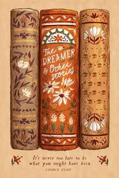 an illustration of three books with the words, the dreamer and other stories written on them