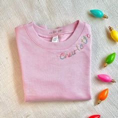 Personalized Cotton Crew Neck Sweatshirt, Pink Crew Neck Sweater With Embroidered Logo, Cotton Crew Neck Sweatshirt Gift, Crew Neck Cotton Sweatshirt As Gift, Cotton Crew Neck Sweatshirt As Gift, Gift Cotton Sweater With Custom Embroidery, Custom Embroidery Cotton Sweater As Gift, Custom Embroidered Cotton Sweater As Gift, Cute Embroidered Sweatshirt Gift