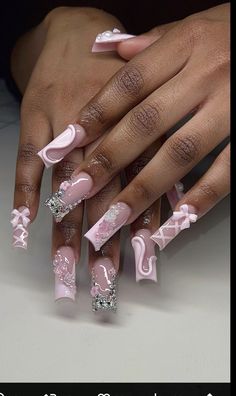 Unusual Nail Designs, Long Acrylic Nail Designs, Girly Acrylic Nails, Dope Nail Designs, Short Square Acrylic Nails, Long Square Acrylic Nails