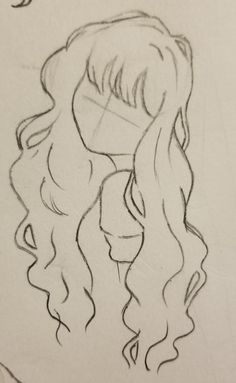 a drawing of a woman's head with long hair