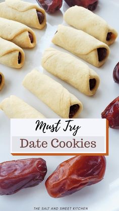 Date cookies Rolled Date Filled Cookies, Cookie Recipes Using Dates, Biscuit Filled Recipes, Dates Biscuits Recipe, Rolled Date Cookies, Date Swirl Cookies, Preppy Kitchen Recipes Cookies, Date Pastry Recipe, Date Cookies Recipes Simple