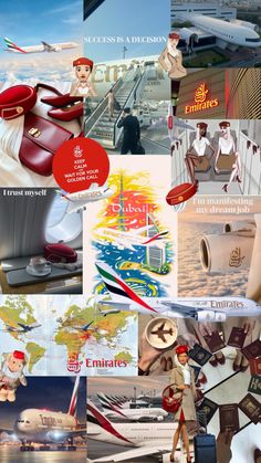 the collage shows many different types of travel related items