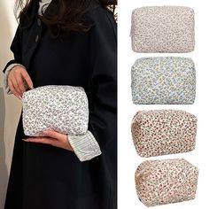 women's floral print clutch bag with matching wrist strap and zipper closures, multiple colors