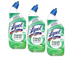 three bottles of lysol fresh cleaning gel