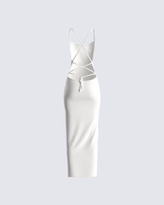 The sleekest white, back cut-out dress for a classy night out in the city 🤍 Yeah, she's a walking angel 😇 White Cute Dresses Classy, Creme Dress Outfit Classy, Cute White Dresses Classy Formal, White Tie-back Midi Dress For Formal Occasions, White Backless Dress For Summer Night Out, Off White Dresses Classy, White Sleeveless Backless Dress With Cutout Back, Sleek White Mini Dress For Evening, Elegant Bodycon Mini Dress With Cutout