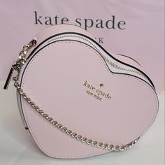 Authentic Kate Spade New York Nwt Brand New With Tags Love Shack Limited Editionsold Out Comes Brand New With Tags Color: Chalk Pink Saffiano Leather Zip Closure Foil Embossed Logo Two Way Spade Jacquard Lining Interior Front Slip Pocket 4.75"H X 6"W X 2"D Strap Drop: 22" Price Is Firm ,Sold Out Everywhere Please Be Mindful Of The Cost Of The Purse, Plus Sales Tax And The Service Fee For The Site Thank You For Looking And Please If You Have Any Questions And Very Happy To Answer Kate Spade Heart Purse Pink, Kate Spade Sling Bag, Kate Spade Disney, Convertible Crossbody Bag, Leather Handbags Crossbody, Ostrich Leather, Kate Spade Purse, Perforated Leather, Mini Heart