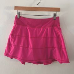 Lululemon Pace Rival Hot Pink Tennis Skirt Size Small Euc Zipper Pocket At Center Back Pink Tennis Skirt, Pink Tennis, Lululemon Pace Rival, Dance Skirt, Cutest Thing Ever, Tennis Skirt, Christmas List, Zipper Pocket, Lululemon Athletica