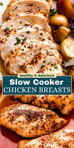 This Slow Cooker Chicken Breast recipe, combining a tasty mix of herbs and spices, offers a healthy, simple, and incredibly delicious way to enjoy juicy, tender, and flavorful chicken. Slow Cooker Chicken Breasts, Slow Cooker Chicken Breast, Chicken Breast Recipes Slow Cooker, Chicken Breast Slow Cooker, Chicken Breast Crockpot Recipes, Crockpot Chicken Healthy, Crockpot Chicken Breast, Easy Slow Cooker Chicken