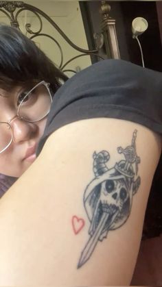 Nerd Tattoos For Women, The Lich Tattoos, The Lich Adventure Time Tattoo, The Lich Tattoo, Domo Tattoo, Regular Show Tattoo, Illusion Tattoo, Cartoon Tattoo Ideas, Real Tattoos