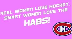 a woman is holding a hockey sticker with the words real women love hockey, smart women love the habs