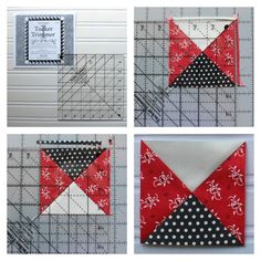 four different angles of a quilt block