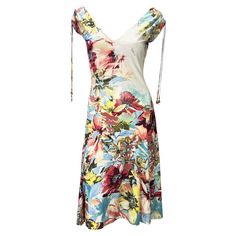 S/S 2003 Roberto Cavalli Floral Abstract Watercolor Viscose Stretch Charm Dress | From a unique collection of rare vintage Cocktail Dresses at https://www.1stdibs.com/fashion/clothing/day-dresses/cocktail-dresses/. Vintage Roberto Cavalli, Roberto Dress, Roberto Cavalli Dress, Cavalli Dress, Long Gown Dress, Silk Shirt Dress, Floral Abstract, Runway Dresses, Silk Print Dress