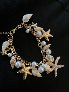 zinc alloy metal brand new bracelet will fit a wrist from6 inch to 9 inch long bracelet is 9 inch total with extender  womens  chunky gold tone bracelet  big Chunky Charm Bracelet, Long Bracelet, Seashell Bracelet, Summer Beach Jewelry, Beach Bracelet, Beach Bracelets, Dream Jewelry, Beach Jewelry, Jewelry Gold