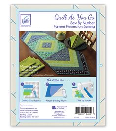 quilt as you go sew by number pattern printed on batting book with instructions