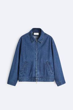 ZIPPERED DENIM JACKET - Indigo | ZARA United States Washed Blue Cotton Outerwear With Flap Pockets, Medium Wash Denim Jacket With Zipper, Long Sleeve Cotton Denim Jacket With Zipper Closure, Zara Denim Blue Cotton Outerwear, Zara Denim Jacket With Pockets For Winter, Zara Long Sleeve Denim Jacket With Pockets, Zara Denim Jacket With Pockets And Long Sleeves, Casual Zara Denim Jacket For Work, Zara Denim Outerwear For Work