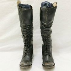 Very Hard To Find Black Saddle Boots In Size 8. Please Read - These Run Small And Will Fit A 7 Or 7.5. If You Are An Actual 8, You Will Have To Take These To Have Them Professionally Stretched. They Have Been Worn Once And Are In Like New Condition And Come With Their Original Box. They Are Naturally Distressed And Totally Awesome. I Will Cry For Sure When I Send Them To The Lucky Buyer! Saddle Boots, Black Saddle, Freebird By Steven, Totally Awesome, Lace Up Boots, Saddle, Shoe Laces, Original Box, Like New