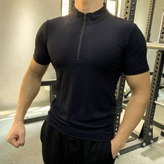 P40-1 zipper shirts Sporty Dri-fit T-shirt For Workout, Fitted Breathable T-shirt For Athleisure, High Stretch Short Sleeve T-shirt For Training, Fitted Athleisure T-shirt For Training, Fitted Dri-fit T-shirt With Moisture-wicking, Sporty Dri-fit T-shirt For Gym, Sporty Athletic Fit T-shirt For Gym, Short Sleeve Dri-fit Sportswear, Athleisure Dri-fit T-shirt For Gym