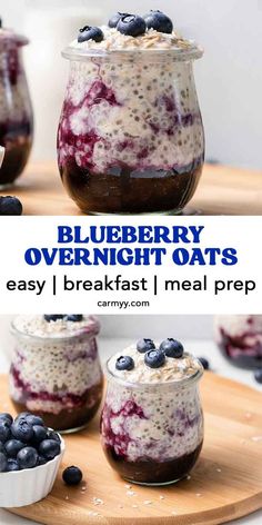 blueberry overnight oats are an easy breakfast or meal prep recipe