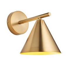 an image of a gold wall light on a white background with clipping off the side