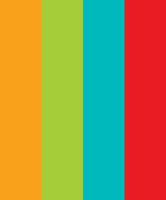 an image of the colors of rainbows and oranges on a color palette with red, green, blue, yellow, and pink