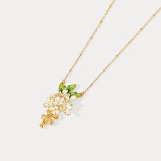 This Osmanthus Fragrans Pendant Necklace is an luxuriously exquisite piece. Handcrafted with beautiful enamel, it is an elegant accessory that will instantly upgrade any formal look. A timeless treasure, it is sure to become a cherished heirloom. DETAILS Plating: 18K Gold Materials: 18K Gold on Brass, Enamel Measurements: Length: 16.53"(42cm) + Extender: 1.97"(5.0cm) Weight:  7.6g Hypoallergenic design Gold Pendant Necklace Jewellery, Osmanthus Fragrans, Poppy Necklace, 18k Gold Necklace, Unique Gift Wrapping, Butterfly Gifts, Gem Ring, Enamel Flower, Elegant Accessories