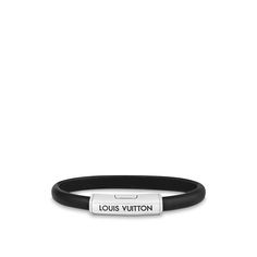 LOUIS VUITTON® - Clip It Bracelet - Black Luxury Adjustable Black Wristband, Designer Black Leather Bracelet, Modern Formal Bracelets With Black Band, Luxury Adjustable Black Band Bracelet, Luxury Black Bracelets, Modern Black Leather Bangle Bracelet, Elegant Black Leather Jubilee Bracelet, Classic Black Jubilee Bracelet, Elegant Black Leather Bracelet With Jubilee Design