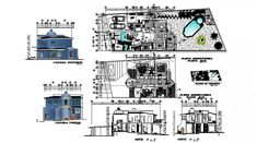 some blueprints showing different types of buildings