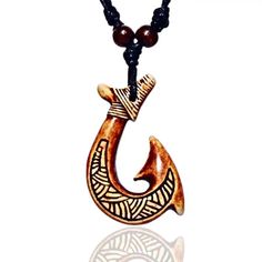 maori-fish-hook-necklace Maori Fish Hook, Nautical Symbols, Maori People, Fish Hook Necklace, Crochet Unique, Māori Culture, Hook Necklace, Symbols Of Strength, Nautical Jewelry